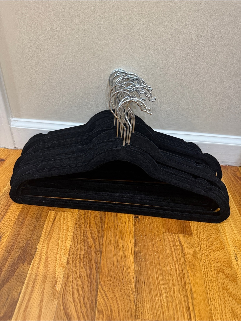 25 Black Felt Hangers